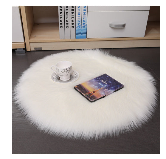 Tapis de sol en peluche pour la maison, tapis de sol rond en laine pour chambre à coucher