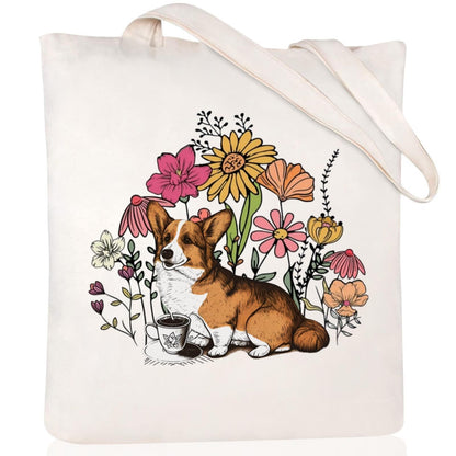Cartoon Cat Printed Canvas Shoulder Bag Folding Hand Bag