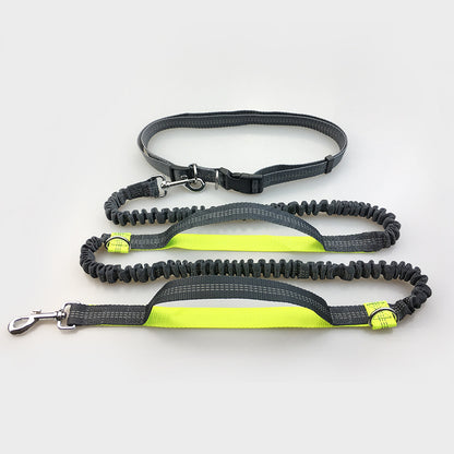Laisse réfléchissante multifonction pour chien, accessoire de course pour animaux de compagnie, double élastique, traction