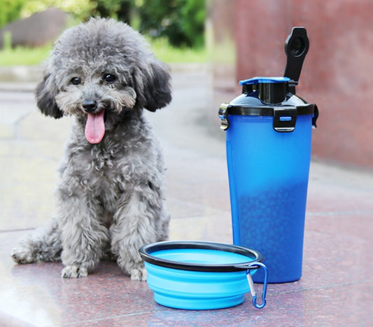 Distributeur d'eau 2 en 1 pour animaux de compagnie, bol portable en silicone pour voyage, pour chien et chat