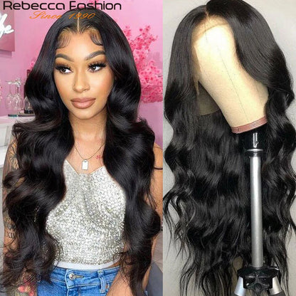 Rebecca Body Wave Lace Front Wigs T Part Lace Wigs Pre Plucked Transparent Lace Front Wigs Brazilian Body Wave Human Hair Wigs