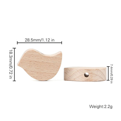 10PC Baby Wooden Teether Animal Beads Beech Rodent Star DIY Pacifier Chain Teething Bracelet Accessories Montessori Newborn Gift