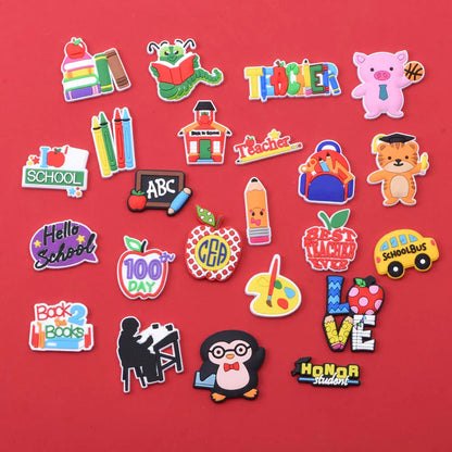 1pcs/lot Cute Cartoon Animals School Teacher Shoe Charms Shoe Decorations Accessories For  Kids Gifts