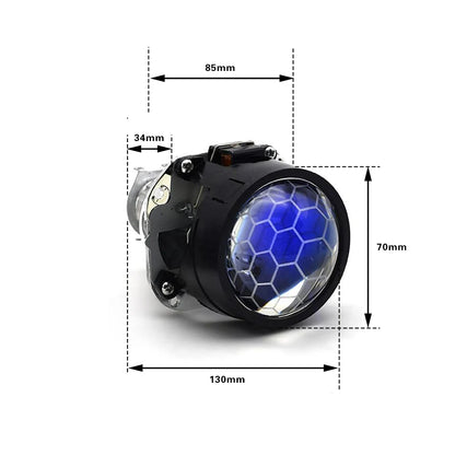 Lot de 2 lentilles de projecteur Bi Xenon Hid à revêtement bleu football avec réglage Devil Eyes pour phares H1 H4 H7, kit d'assemblage pour voiture et moto