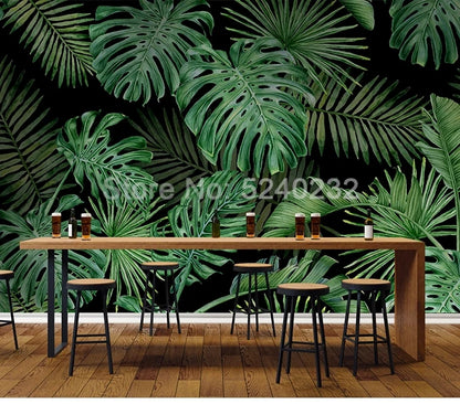 Papier peint photo personnalisé, motif plante tropicale, feuille verte, décoration d'intérieur, salon, chambre à coucher, cuisine, peinture 3D
