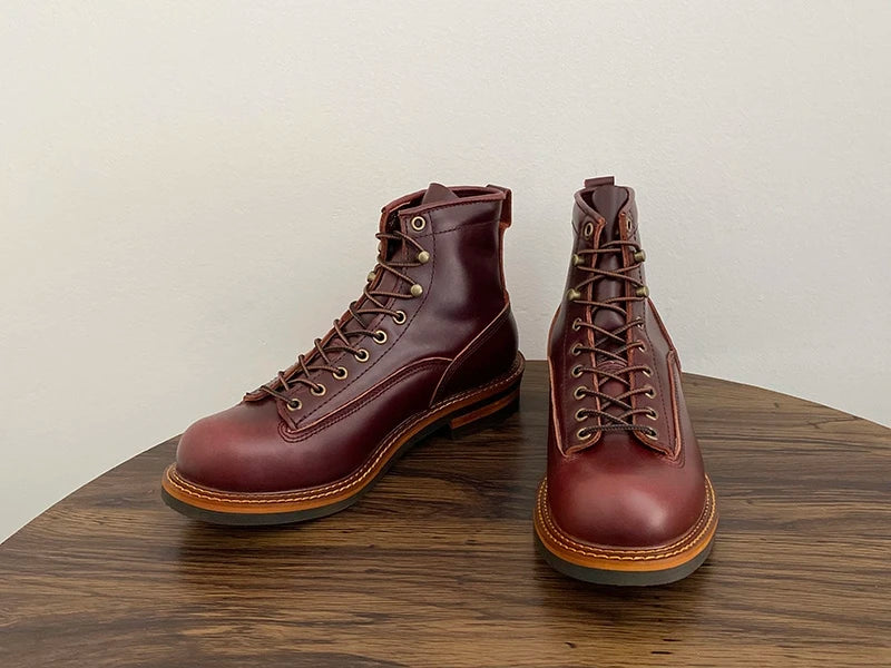 Unisex Autumn Vintage Handmade Men Casual Cow Leather Shoes High Quality Dress Ankle Boots British Tooling Work Motorcycle Boots