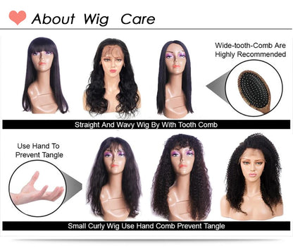 SSH Short Bob Wig With Bangs Fringe for Women Remy Human Hair Wigs Black Blond Color for Party Daily Use Shoulder Length