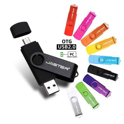JASTER Rotated Micro usb interface OTG Flash drive pendrive 32GB 16GB 64GB USB Flash Drive for android phone tablet PC notebook