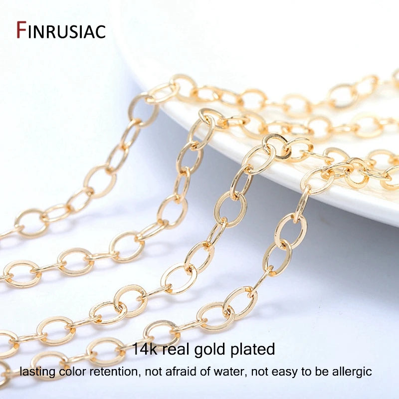 Chaîne de bijoux DIY en vrac 2020, nouvelle chaîne cubaine ronde en laiton plaqué or véritable 14 carats pour la fabrication de bijoux