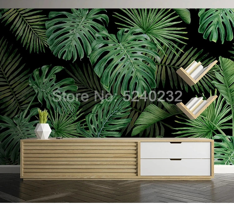 Papier peint photo personnalisé, motif plante tropicale, feuille verte, décoration d'intérieur, salon, chambre à coucher, cuisine, peinture 3D