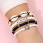 Fashion Rainbow Stackable Bracelets Set For Women Heart Charm Soft Clay Pottery Layering Beads Chain Bangle Female Boho Jewelry