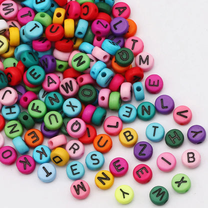 Perles plates en acrylique avec lettres de l'alphabet dorées pour la fabrication de bijoux faits à la main, bracelets à breloques, colliers et accessoires