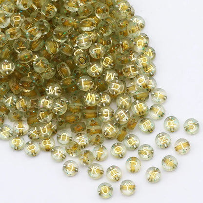 Perles plates en acrylique avec lettres de l'alphabet dorées pour la fabrication de bijoux faits à la main, bracelets à breloques, colliers et accessoires