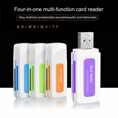 Lecteur de cartes mémoire portable 4 en 1 multiport haute vitesse avec emplacement pour carte TF M2 MS pour ordinateur