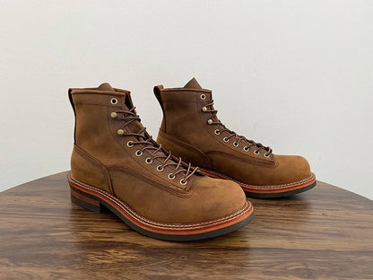 Unisex Autumn Vintage Handmade Men Casual Cow Leather Shoes High Quality Dress Ankle Boots British Tooling Work Motorcycle Boots