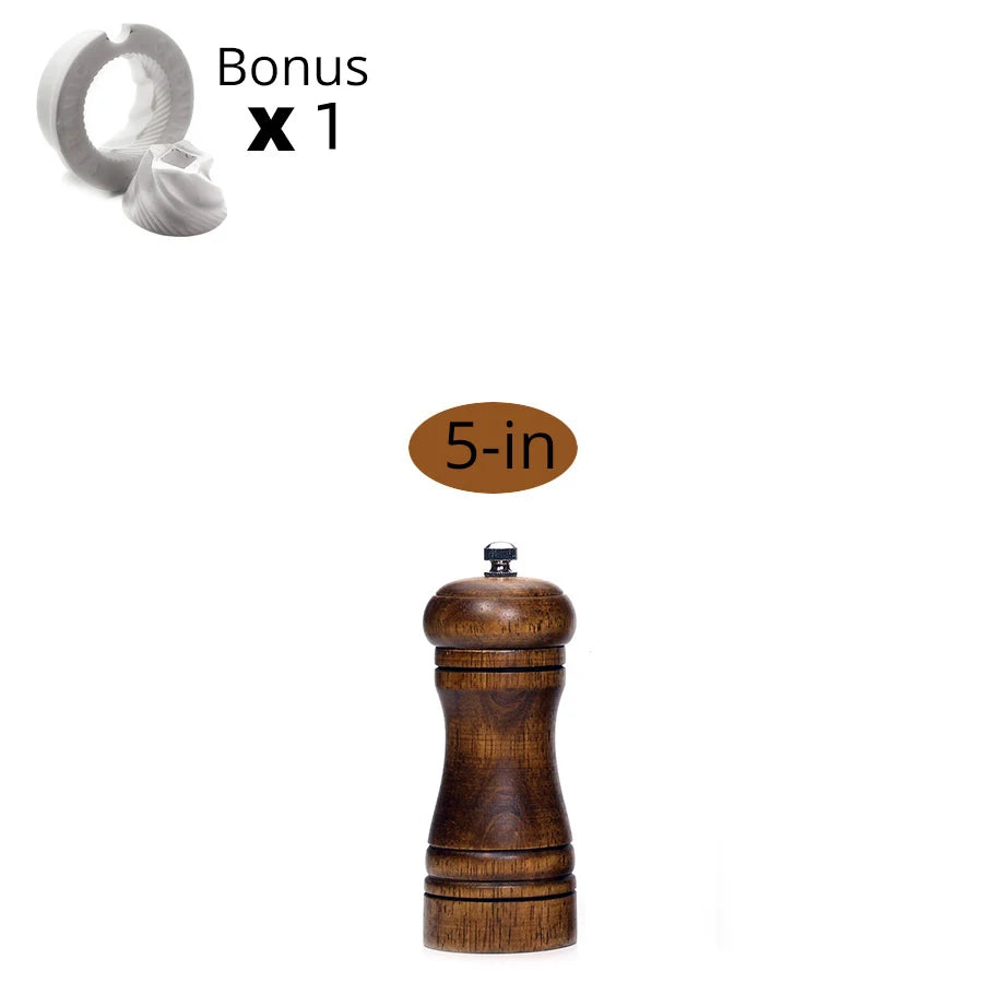 Salt and Pepper Mills, Solid Wood Pepper Mill with Strong Adjustable Ceramic Grinder  5" 8" 10" - Kitchen Tools by Leeseph