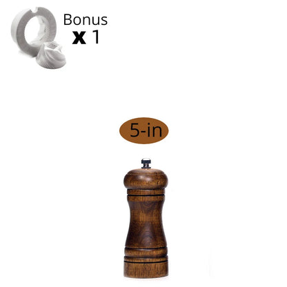 Salt and Pepper Mills, Solid Wood Pepper Mill with Strong Adjustable Ceramic Grinder  5" 8" 10" - Kitchen Tools by Leeseph