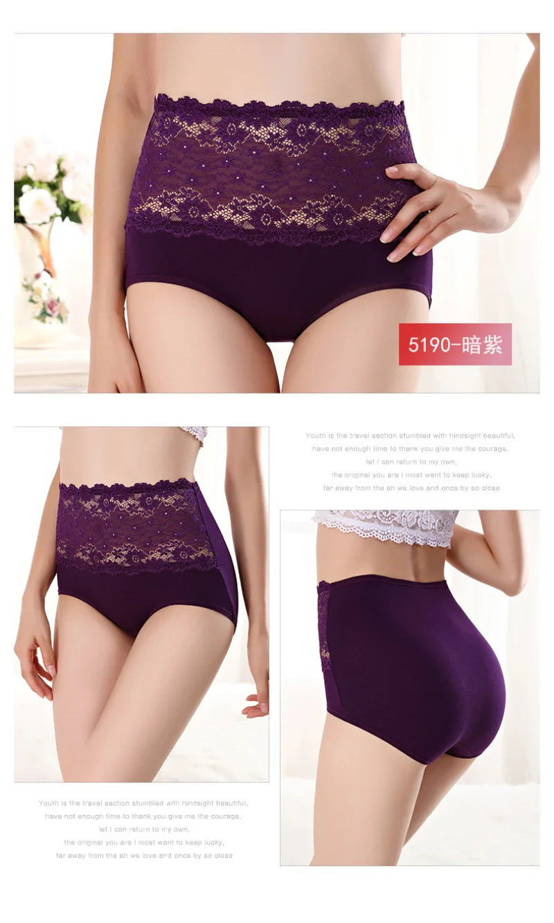High Waist Sexy Lace Women Underwear Thin Seamless Traceless Briefs Shapewear Abdomen Hip Slimming Calcinha Lingerie Panties