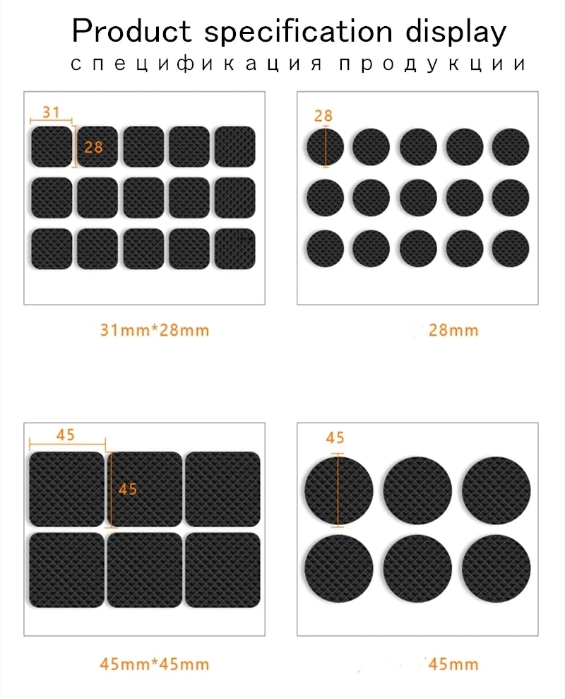 Tapis de protection anti-rayures pour pieds de meubles, couvre-pieds de table, antidérapants, noirs, autocollants