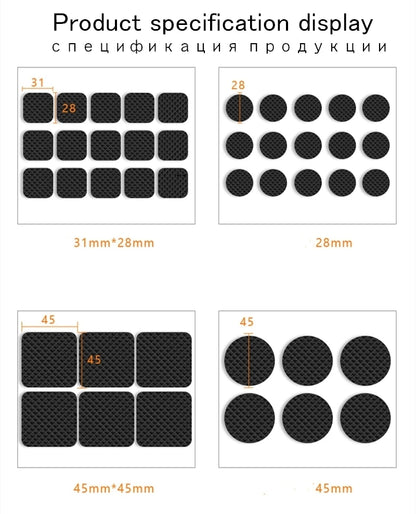 Tapis de protection anti-rayures pour pieds de meubles, couvre-pieds de table, antidérapants, noirs, autocollants