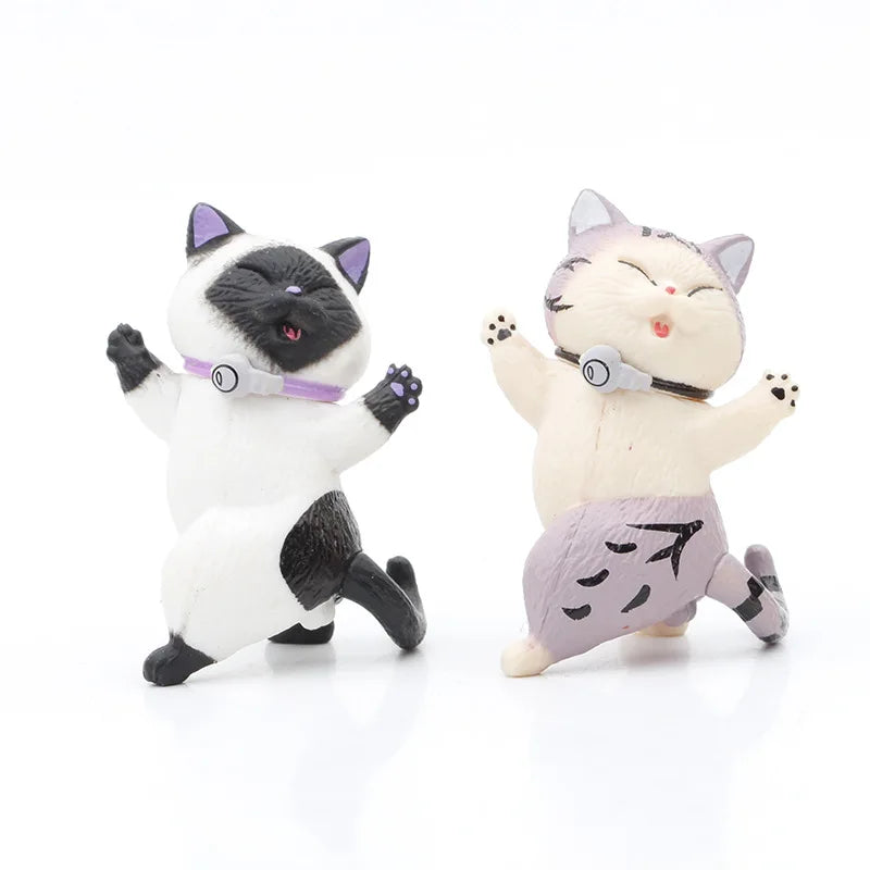 Toy Cat Collection Funny Mini Cats Miniatures Japanese Bell Cat Funny Lucky Cat Creative Ornaments Dancing Cat Doll Holder Cats