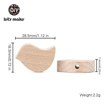 10PC Baby Wooden Teether Animal Beads Beech Rodent Star DIY Pacifier Chain Teething Bracelet Accessories Montessori Newborn Gift