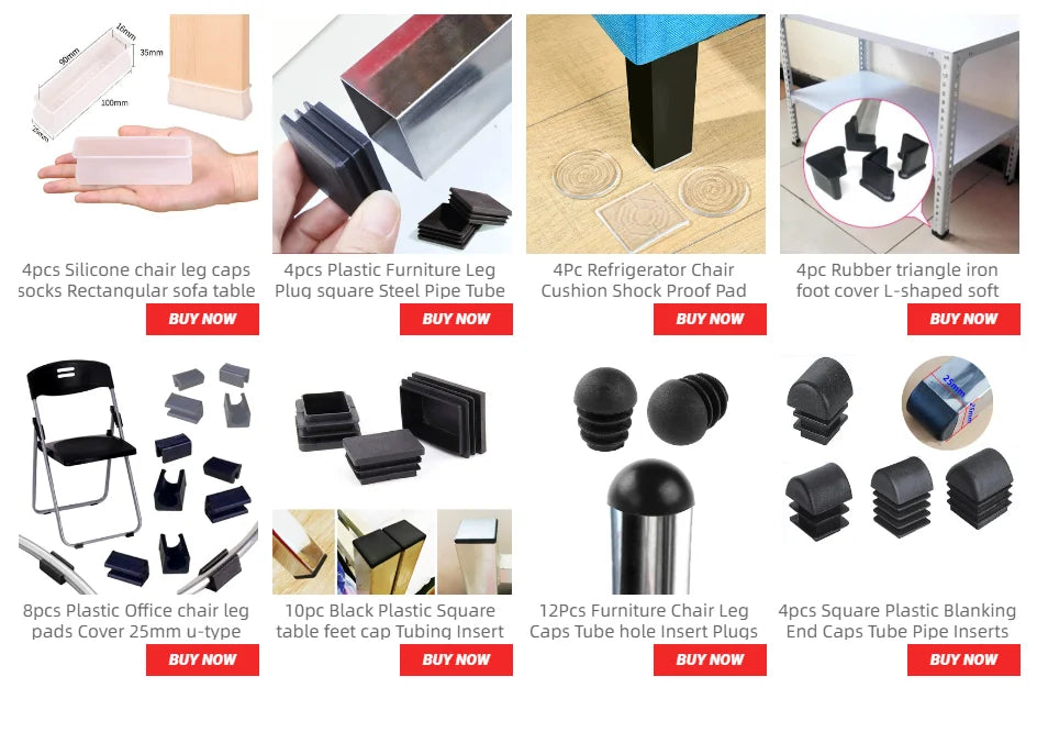4pcs Square Plastic Blanking End Caps Tube Pipe Inserts Plug Bung for table chair leg cover furniture leveling feet protector