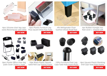 4pcs Square Plastic Blanking End Caps Tube Pipe Inserts Plug Bung for table chair leg cover furniture leveling feet protector