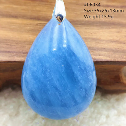 Natural Blue Aquamarine Pendant Clear Water Drop Women Men Brazil Aquamarine Crystal Necklace Jewelry AAAAA