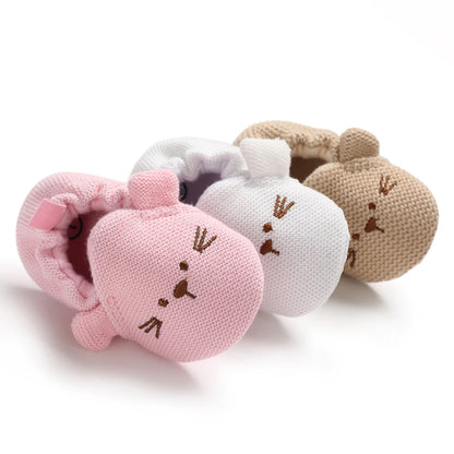 Bottes de neige tricotées pour bébé fille, chaussures pour nouveau-né, automne-hiver, coton, semelles chaudes et douces, en peluche, pour les premiers pas