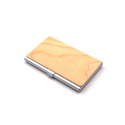 Personalized Wooden Business Card Holder - Custom Logo Wood & Metal Case for Men and Women - Perfect Gift