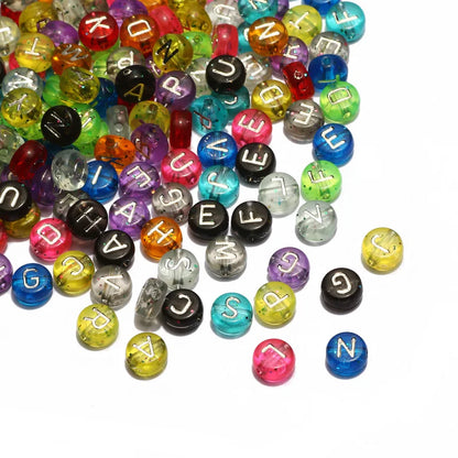 Perles plates en acrylique avec lettres de l'alphabet dorées pour la fabrication de bijoux faits à la main, bracelets à breloques, colliers et accessoires