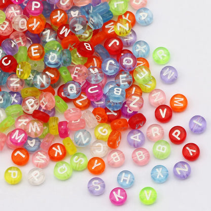 Perles plates en acrylique avec lettres de l'alphabet dorées pour la fabrication de bijoux faits à la main, bracelets à breloques, colliers et accessoires