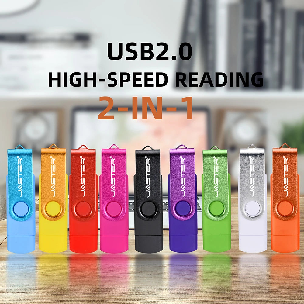 JASTER Rotated Micro usb interface OTG Flash drive pendrive 32GB 16GB 64GB USB Flash Drive for android phone tablet PC notebook