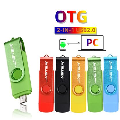 JASTER Rotated Micro usb interface OTG Flash drive pendrive 32GB 16GB 64GB USB Flash Drive for android phone tablet PC notebook