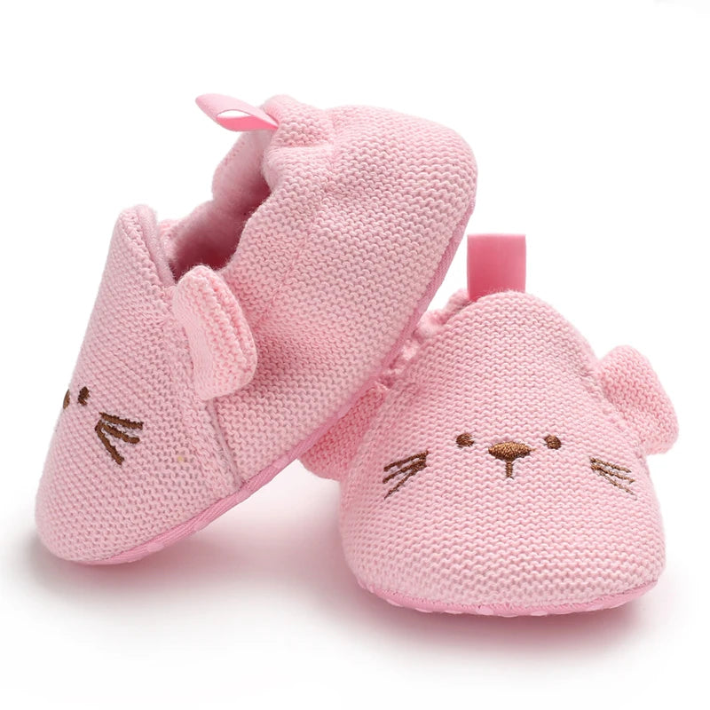 Bottes de neige tricotées pour bébé fille, chaussures pour nouveau-né, automne-hiver, coton, semelles chaudes et douces, en peluche, pour les premiers pas