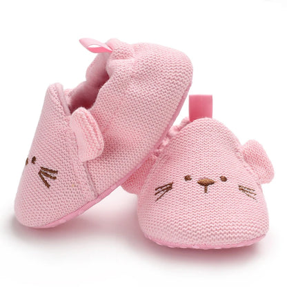 Bottes de neige tricotées pour bébé fille, chaussures pour nouveau-né, automne-hiver, coton, semelles chaudes et douces, en peluche, pour les premiers pas