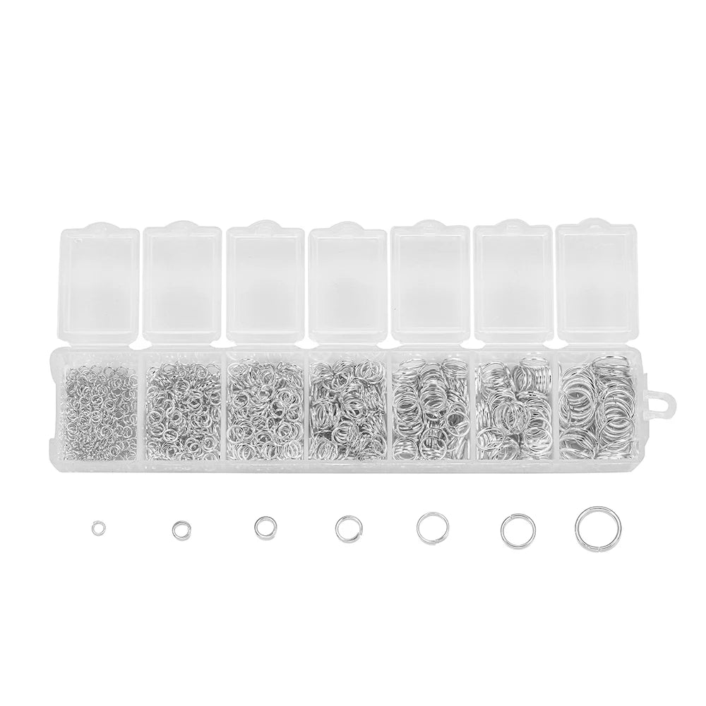 Lot de 1 370 anneaux ouverts en métal mixte, connecteurs pour fabrication de bijoux, colliers, bracelets, fournitures
