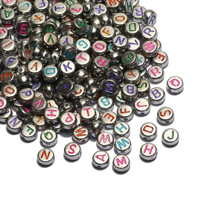Perles plates en acrylique avec lettres de l'alphabet dorées pour la fabrication de bijoux faits à la main, bracelets à breloques, colliers et accessoires