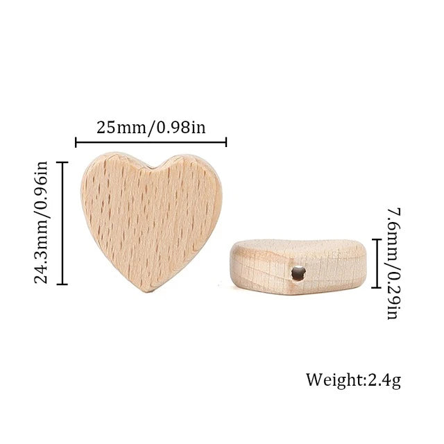 10PC Baby Wooden Teether Animal Beads Beech Rodent Star DIY Pacifier Chain Teething Bracelet Accessories Montessori Newborn Gift