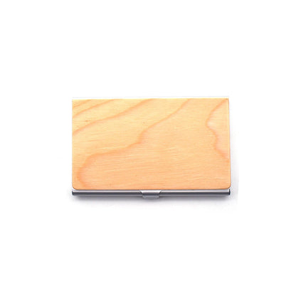 Personalized Wooden Business Card Holder - Custom Logo Wood & Metal Case for Men and Women - Perfect Gift