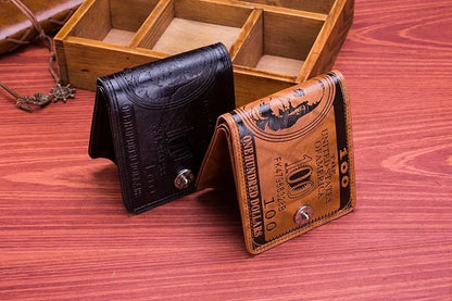 Men's Wallets With 100 US Dollar Pattern Wallet Male Leather Wallet Photo Card Holder Fashion Large Capacity Wallet Purse Bag