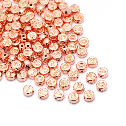 Perles plates en acrylique avec lettres de l'alphabet dorées pour la fabrication de bijoux faits à la main, bracelets à breloques, colliers et accessoires