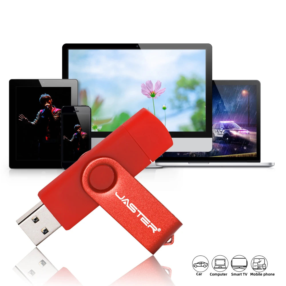 JASTER Rotated Micro usb interface OTG Flash drive pendrive 32GB 16GB 64GB USB Flash Drive for android phone tablet PC notebook