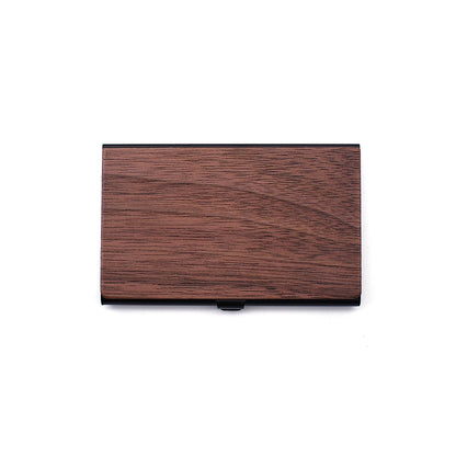 Personalized Wooden Business Card Holder - Custom Logo Wood & Metal Case for Men and Women - Perfect Gift