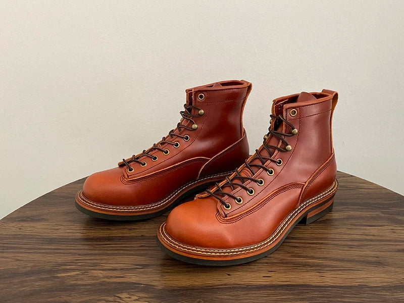 Unisex Autumn Vintage Handmade Men Casual Cow Leather Shoes High Quality Dress Ankle Boots British Tooling Work Motorcycle Boots