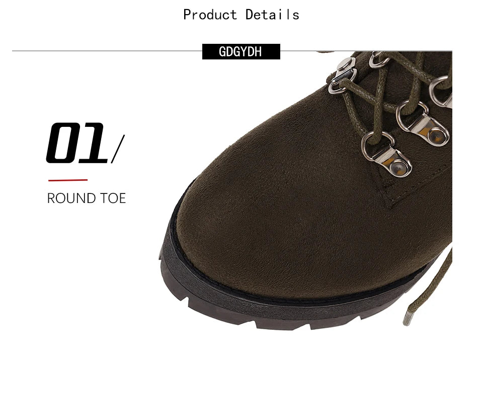 Gdgydh Bottines à boucle de ceinture et talons hauts plateformes, chaussures croisées pour le bureau, bottes d'automne pour femme, style urbain, fermeture éclair, grande taille