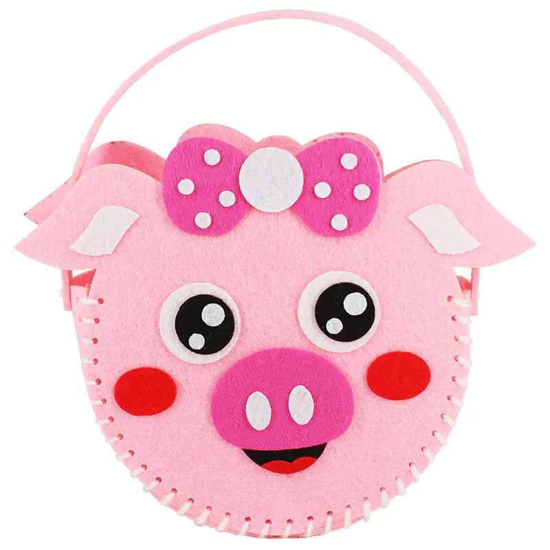Non-Woven New Handicraft Toys for Children Pink Bag Girl Gift Fabrication DIY Toy Animal Handbag Arts Crafts Educational Toy