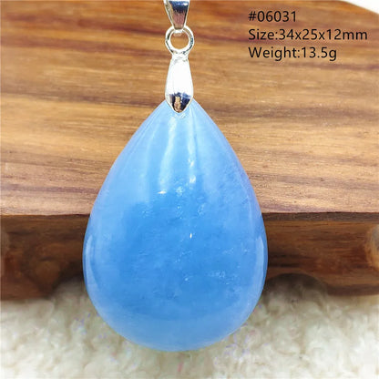Natural Blue Aquamarine Pendant Clear Water Drop Women Men Brazil Aquamarine Crystal Necklace Jewelry AAAAA