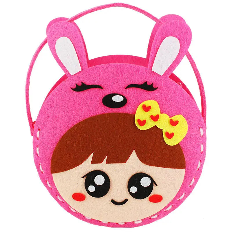 Non-Woven New Handicraft Toys for Children Pink Bag Girl Gift Fabrication DIY Toy Animal Handbag Arts Crafts Educational Toy